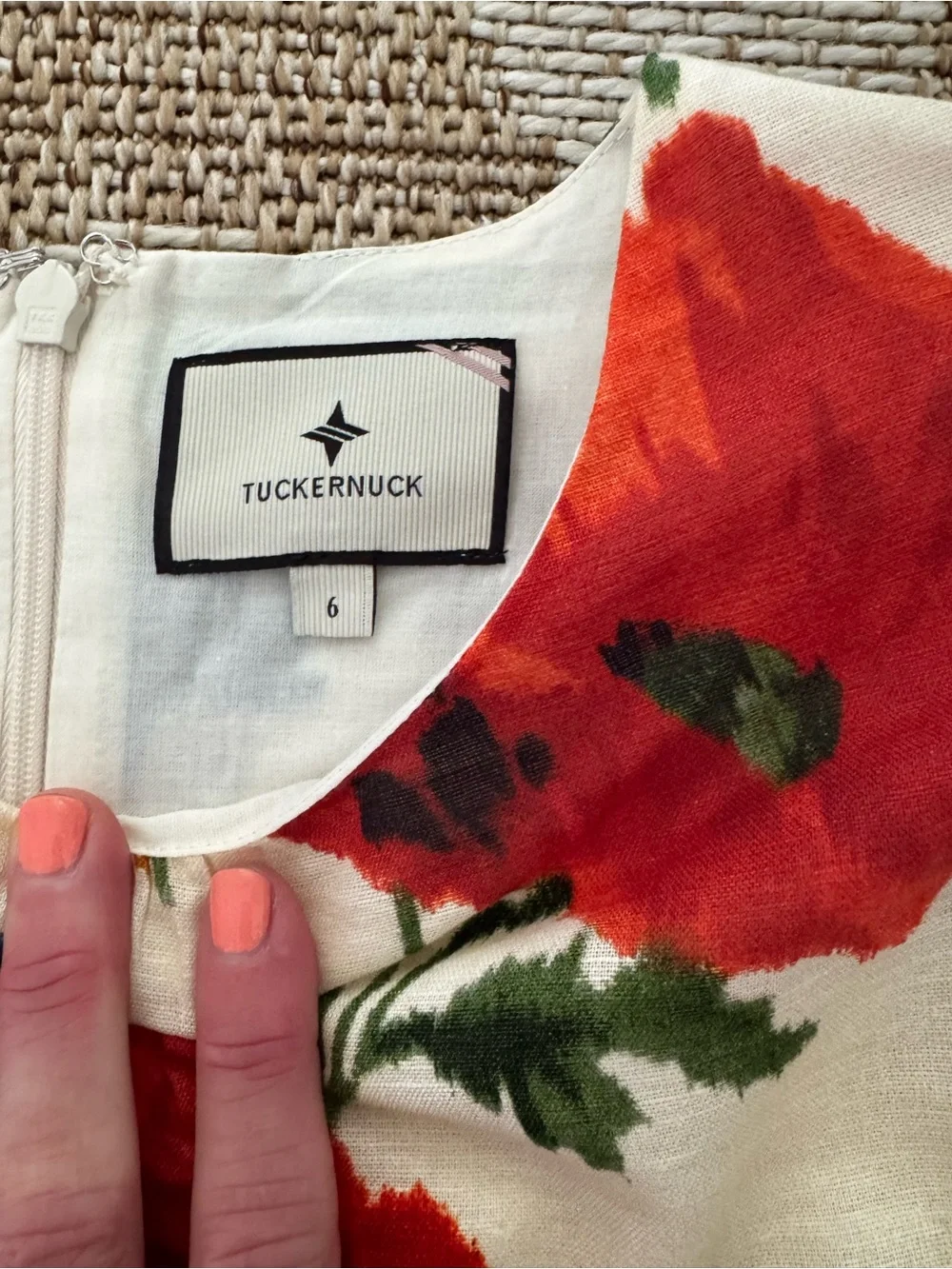 Tuckernuck Crimson Poppy Cotton Linen Elodie Dress - Picture 6 of 6